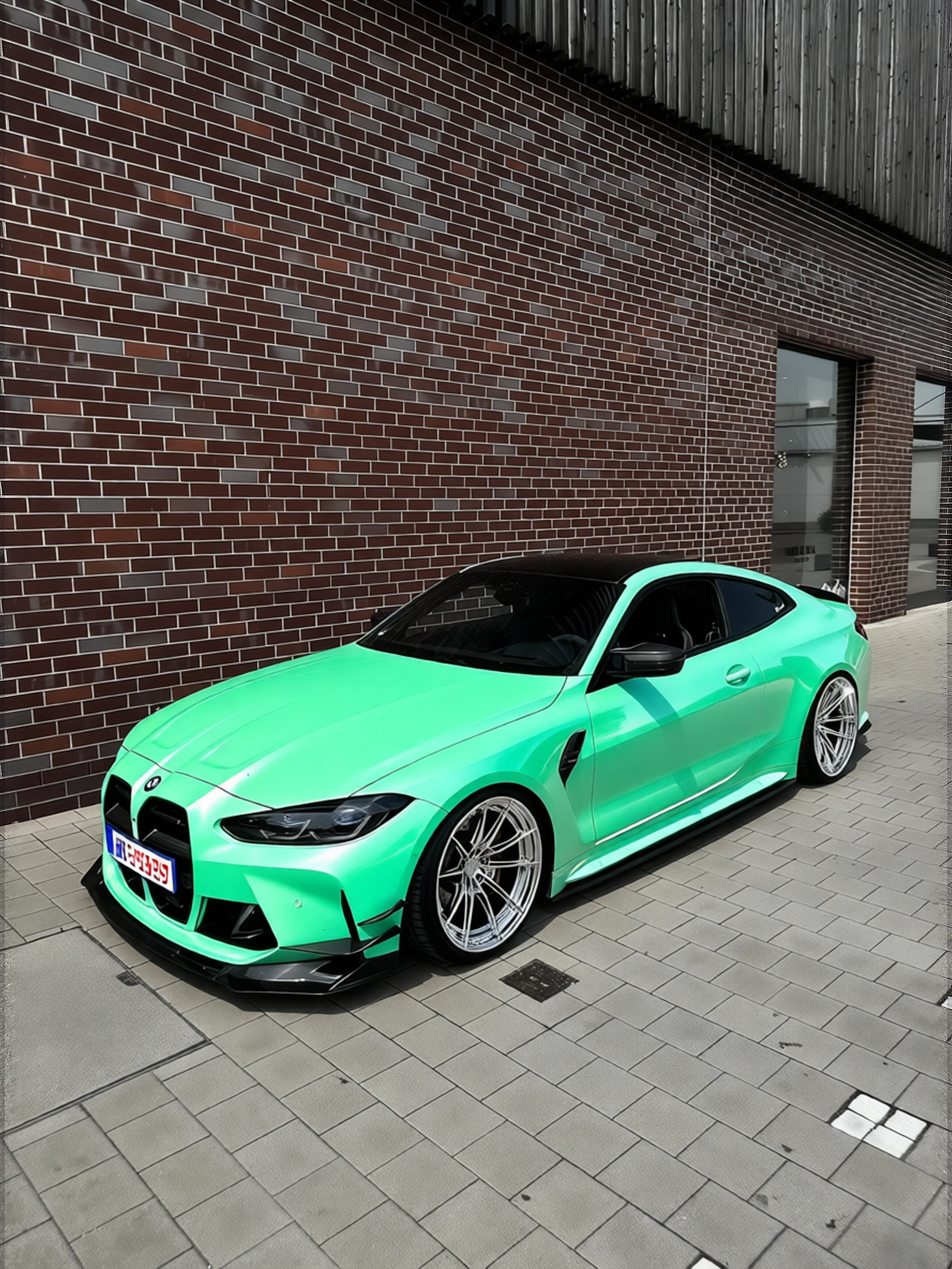 BMW M4 rendered in Super Gloss Pearl Neon Mint gloss wrap