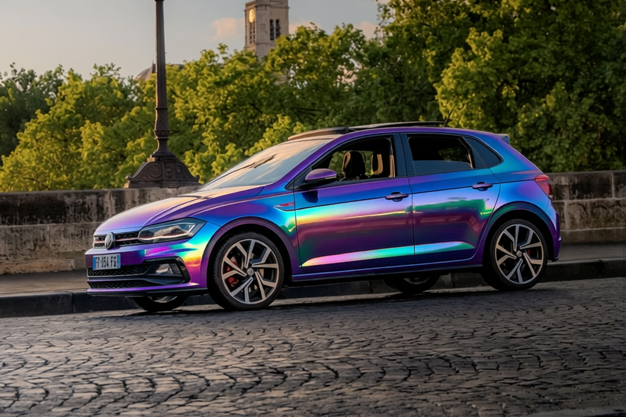 Volkswagen Polo GTI rendered in Super Gloss Spectrum gloss wrap