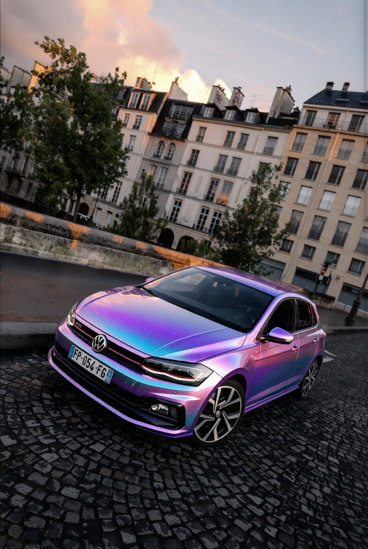 Volkswagen Polo GTI rendered in Violet Haze gloss wrap