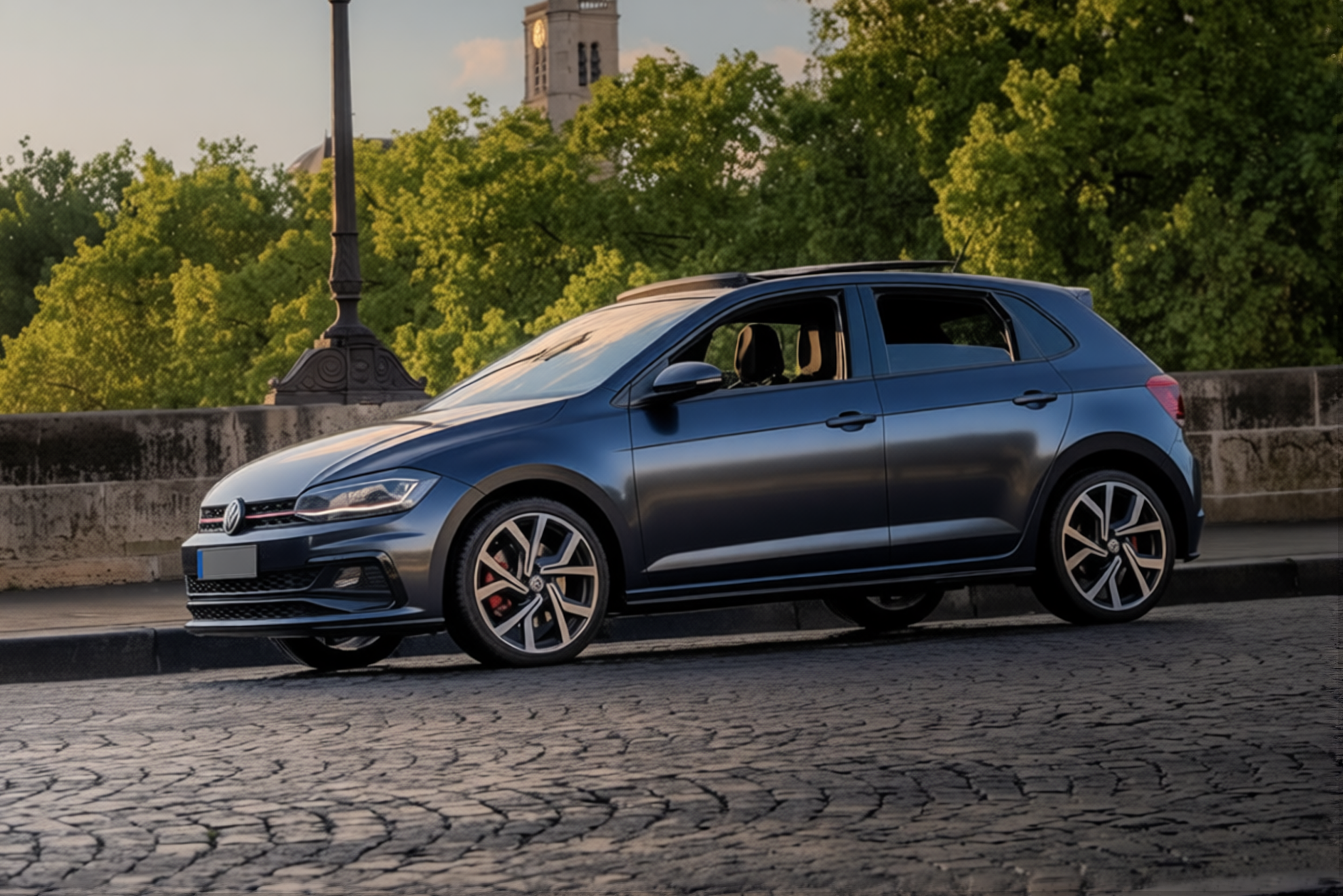 Volkswagen Polo GTI rendered in Frozen Satin Metallic Charcoal Blue gloss wrap