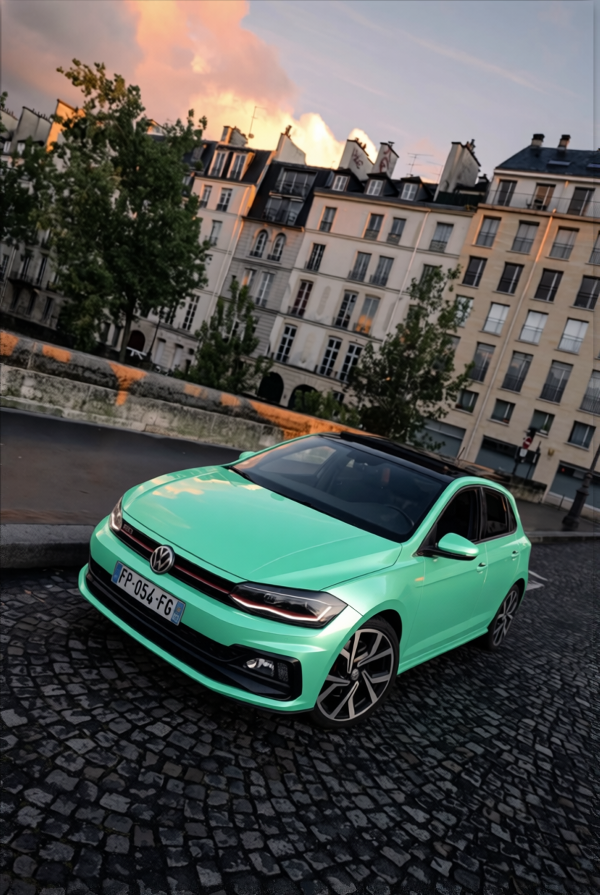 Volkswagen Polo GTI rendered in Super Gloss Pearl Neon Mint gloss wrap