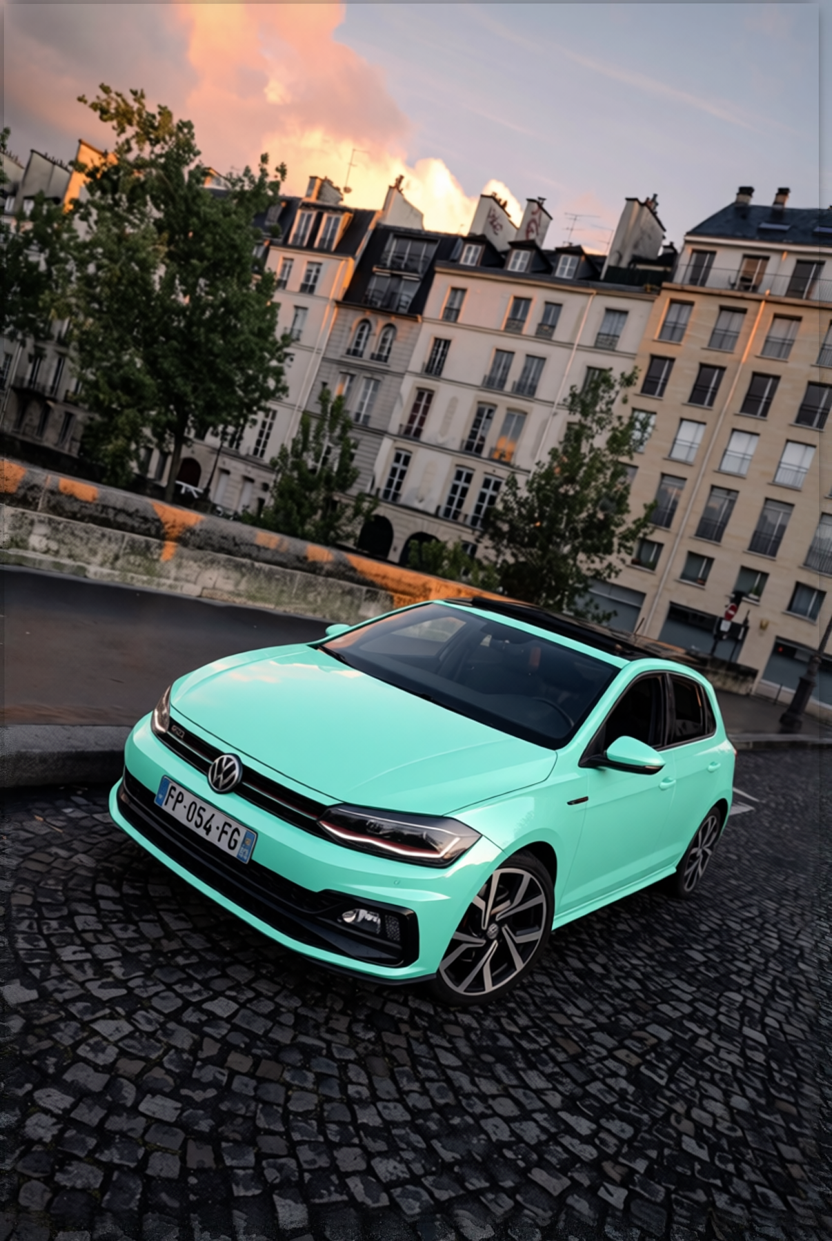 Volkswagen Polo GTI rendered in Super Gloss LB Tiffany Blue gloss wrap
